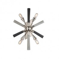 CLA-Sputnik: Polished Nickel/Dark-Light Grey Washed Wood Wall lights-4 Lights